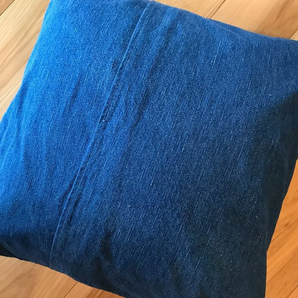 Mushroom Pillow Cover, Handmade 18 x 18 Whimsical Cottagecore Recycled Denim